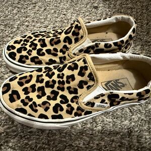 Vans Kids Tan Leopard Slip-On Sneakers